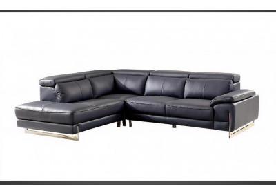 836 Italian Leather L Shape LHF Sectional Sofa w/ Adjustable Headrest 2 COLORS