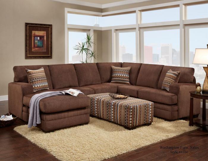 Brown Sectional and Ottoman,In-store