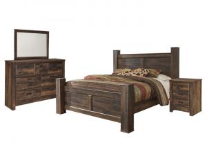 Image for Quinden Queen Poster Bed w/Dresser, Mirror and 1 Nightstand