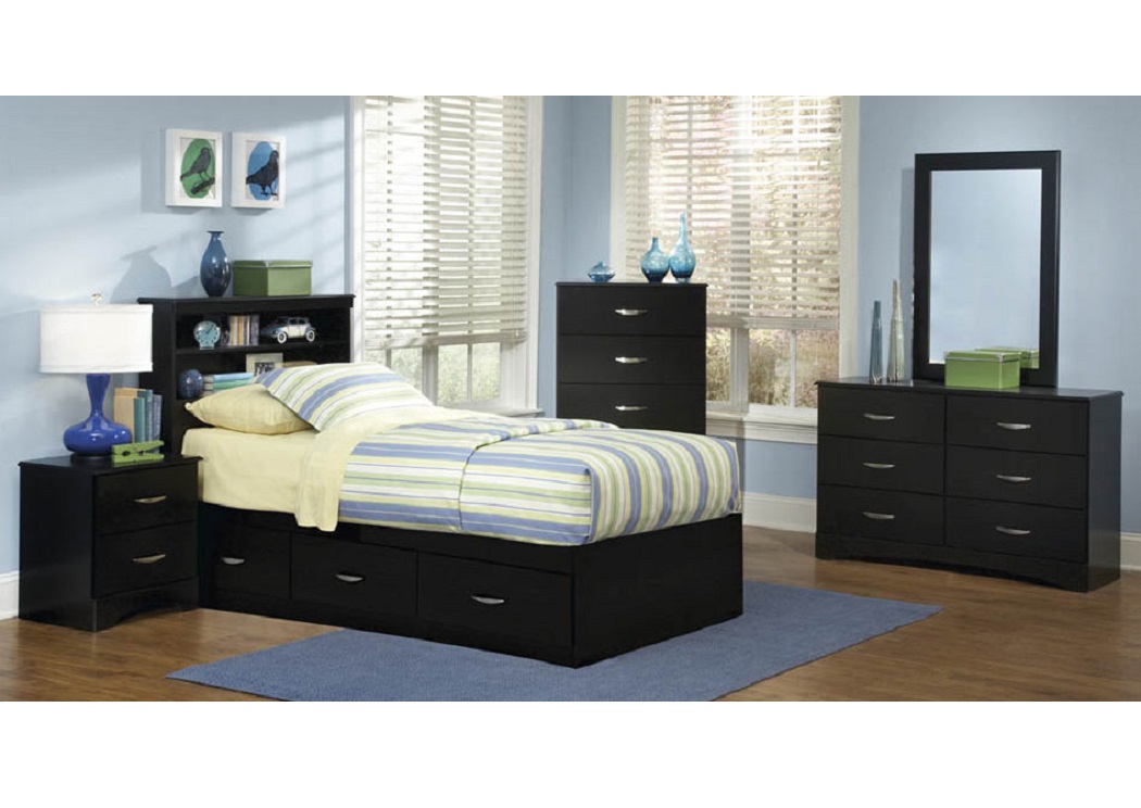 Jacob Twin Mates Bed W Bookcase, Twin Bed With Bookcase Headboard And Drawers Set