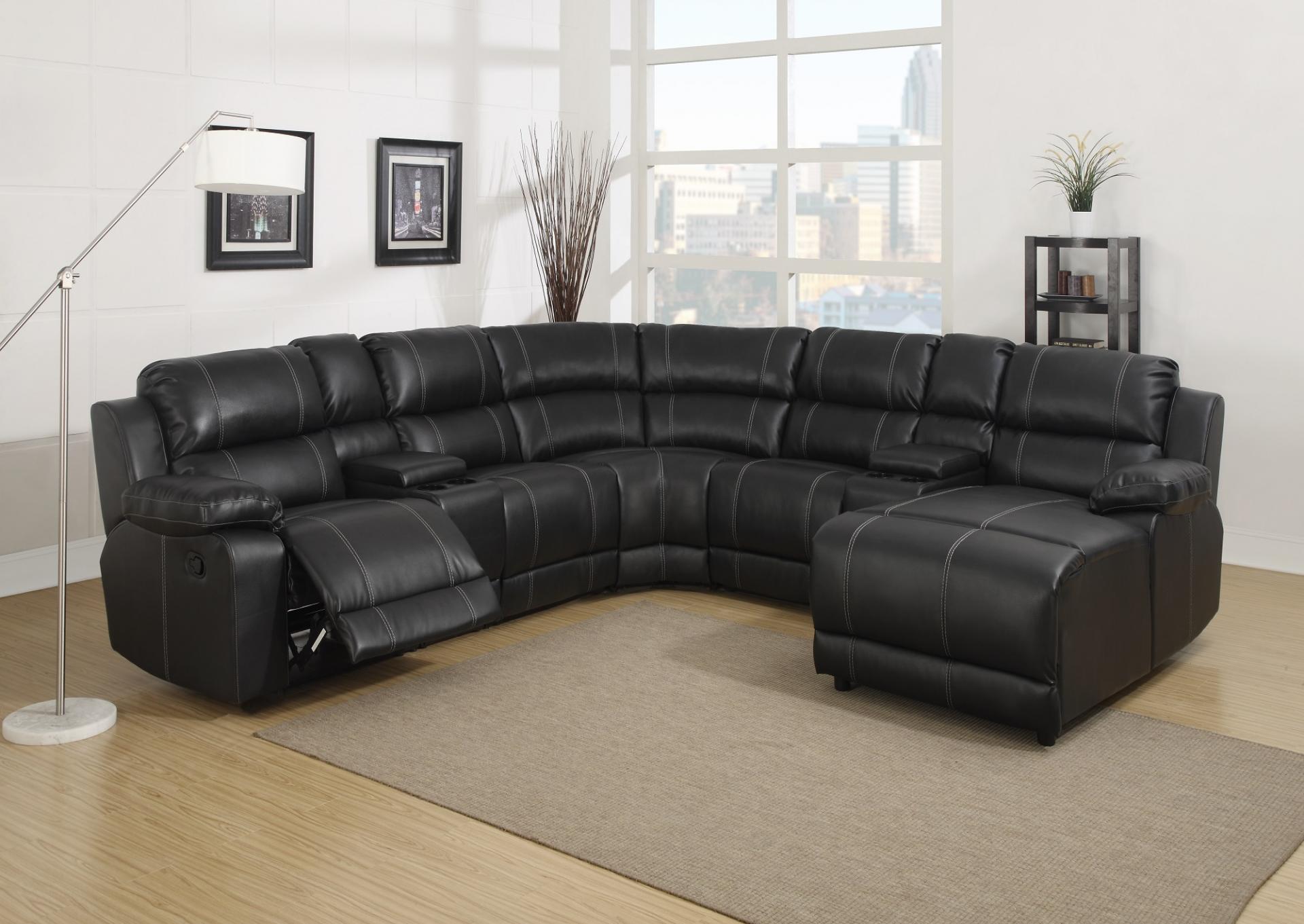 212 6pc Black Leather Sectional ,Lifestyle