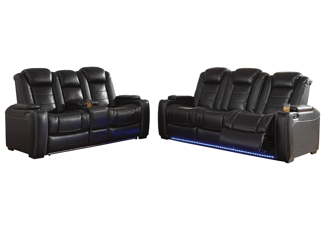 Party Time Midnight Power Reclining Sofa & Loveseat w/Adjustable Headrest,Best Sellers 