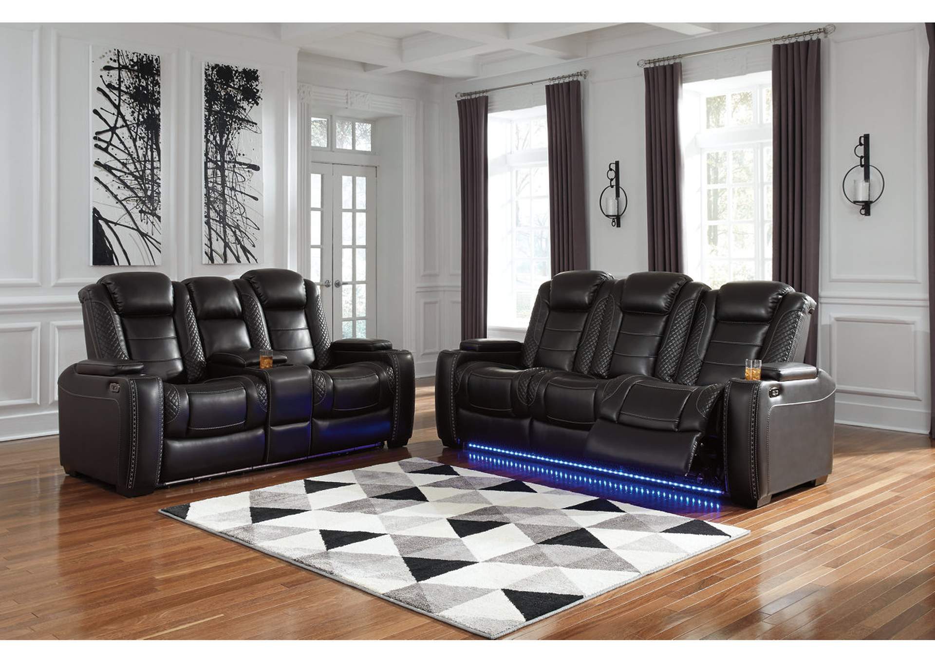 Party Time Midnight Power Reclining Sofa & Loveseat w/Adjustable Headrest,Best Sellers 
