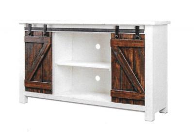 Image for Aged White 60" Narrow Barn Door TV Stand