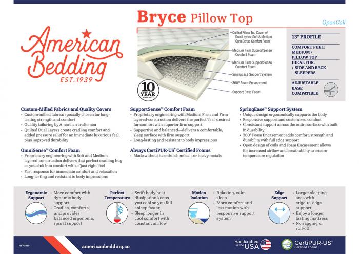 BRYCE PILLOW TOP TWIN MATTRESS W/FOUNDATION,Corsicana
