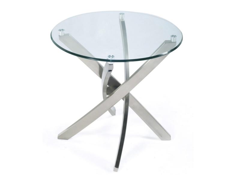 Zila Round Brushed Nickel Glass End Table,Brandywine Showcase