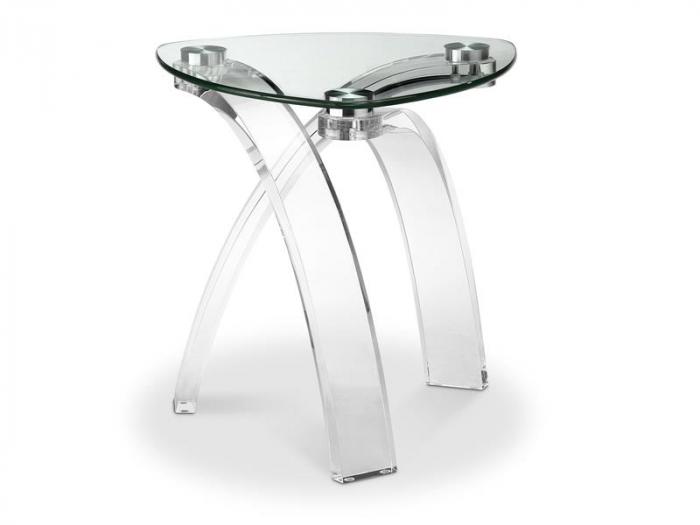 Cassius Pie Shaped Acrylic/Glass End Table,Brandywine Showcase