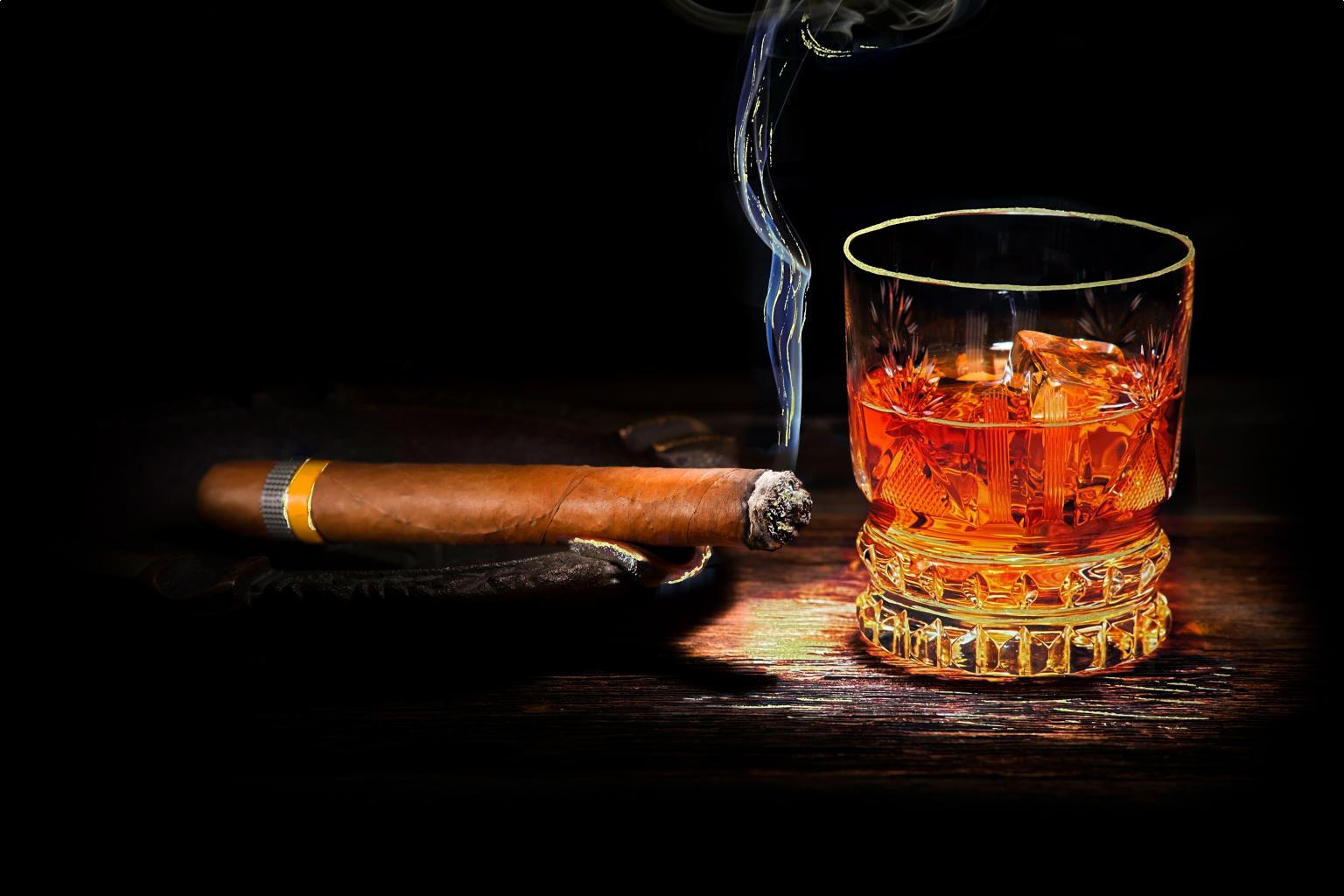 Cigar & Scotch Glass over Foil,Brandywine Showcase