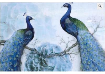 Image for Blue Peacocks W/ Rhinestones Glass over Foil
