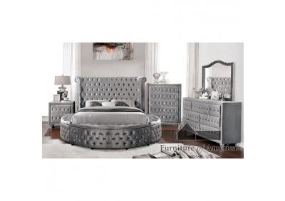 Image for King Bed Button Tufted Round Bed