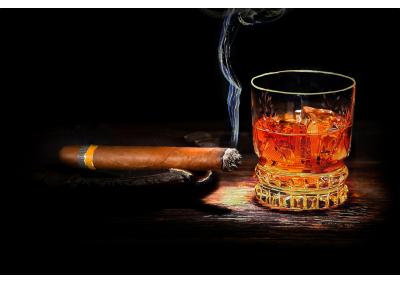 Cigar & Scotch Glass over Foil