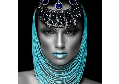 Woman of Turquoise Glass over Foil