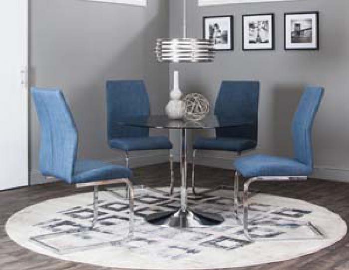 Rocket 5 Piece Dinette With 4 Blue/Tweed Chairs,Cramco Dining