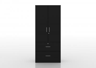Image for W2200, 2 Door, 2 Drawer Black Wardrobe