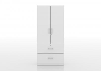 Image for W2240, 2 Door, 2 Drawer White Wardrobe