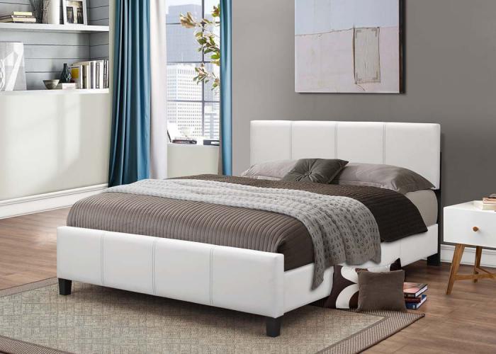White Leather Twin Bed Frame,In-Store Products