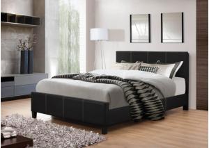 Image for Black Leather Twin Bed Frame