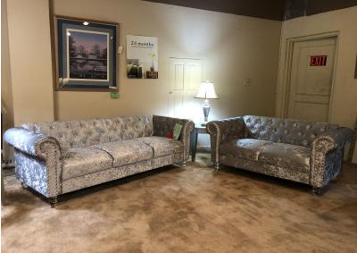 “Crystal” Tufted Sofa and Loveseat