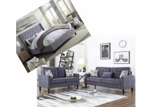 Image for Overflow Light Grey Upholstered Queen Bed & Grey 2 Piece Living Room Set