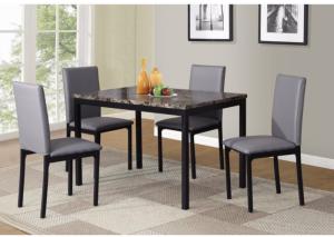 Image for Overflow Marble Top Dining Table W/ 4 Grey Chairs