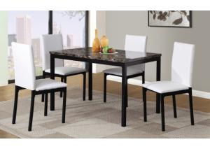 Image for Overflow Marble Top Dining Table W/ 4 White Chairs