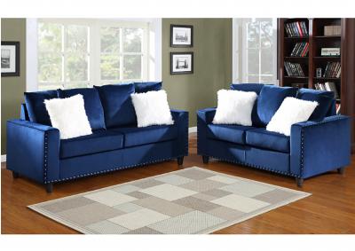 Image for Overflow Blue Sofa & Loveseat