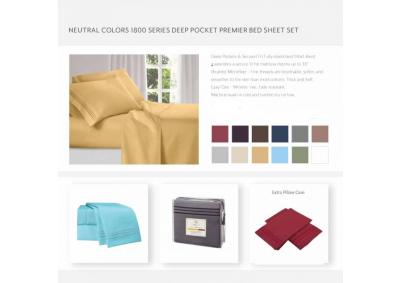 Image for Neutral Colors 1800 Series Deep Pocket KING premier Sheets Set 