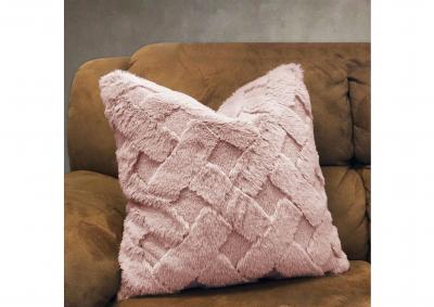 Image for Lattice Faux Fur Pillows - Blush