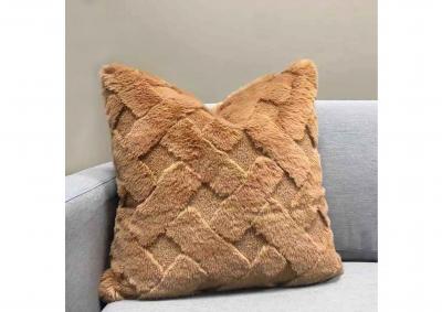 Image for Lattice Faux Fur Pillows - Caramel