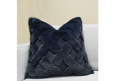 Image for Lattice Faux Fur Pillows - Navy