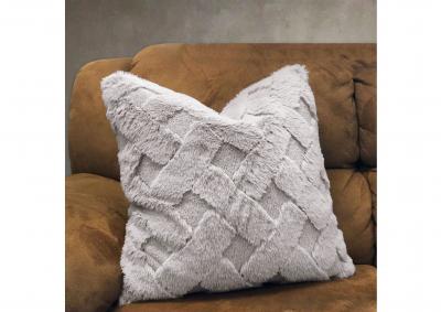 Image for Lattice Faux Fur Pillows - Silver