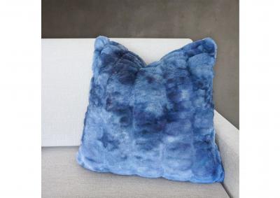 Image for Ruched Tie Dye Faux Fur Throw pillows - Blue