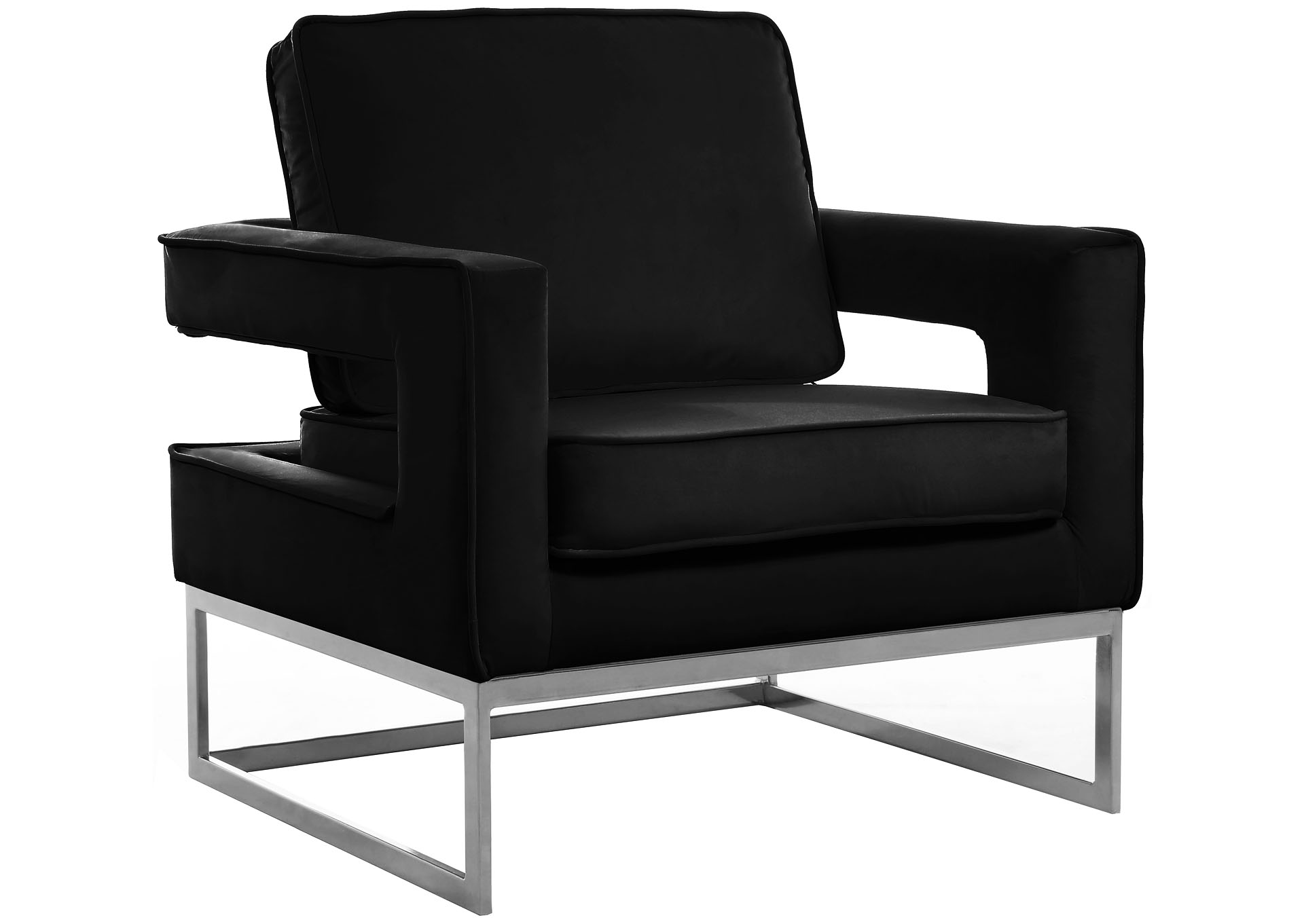 Reeva Black Velvet Accent Chair,"Serafina" In-Store