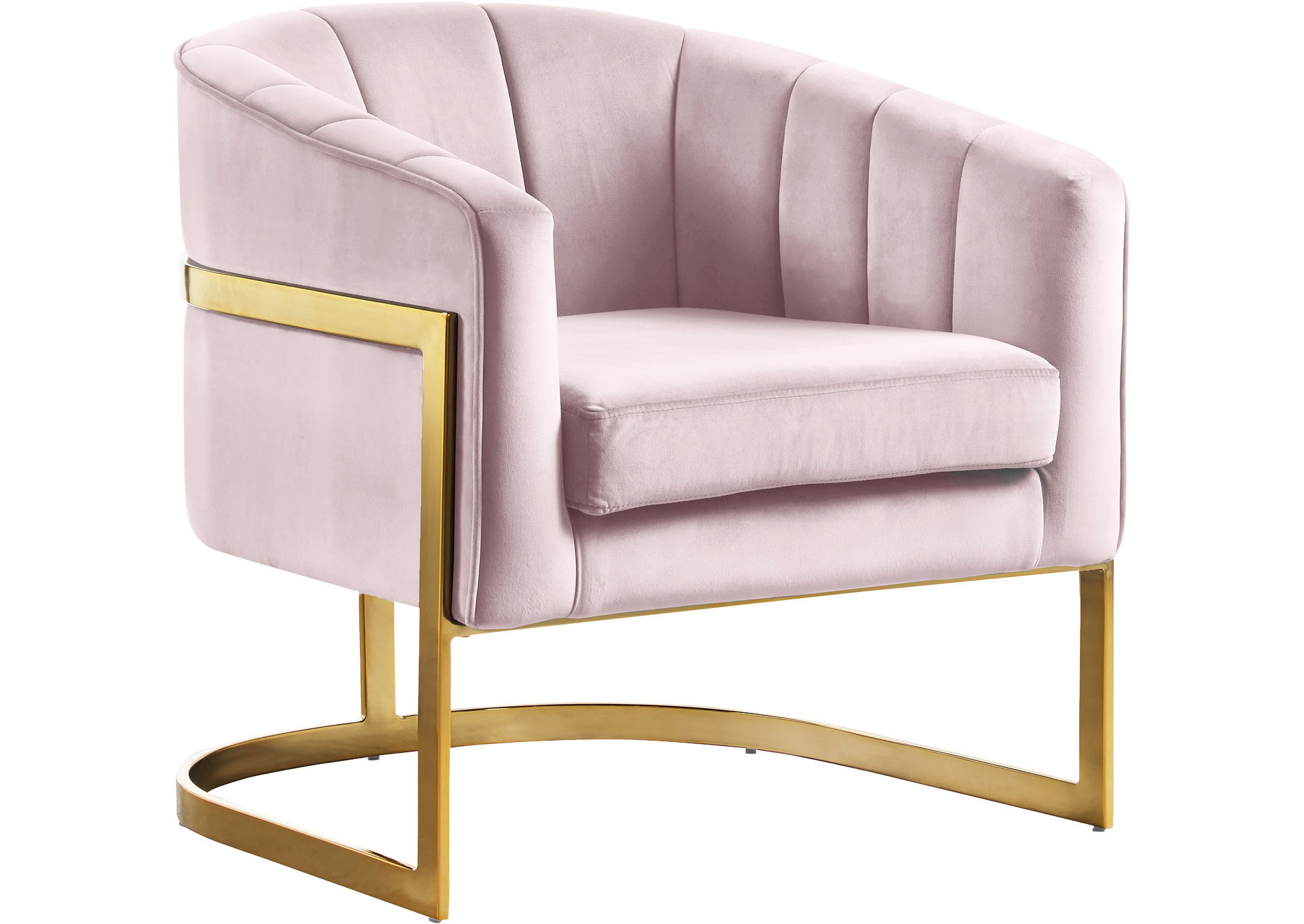 Ailah Pink Velvet Accent Chair,"Serafina" In-Store