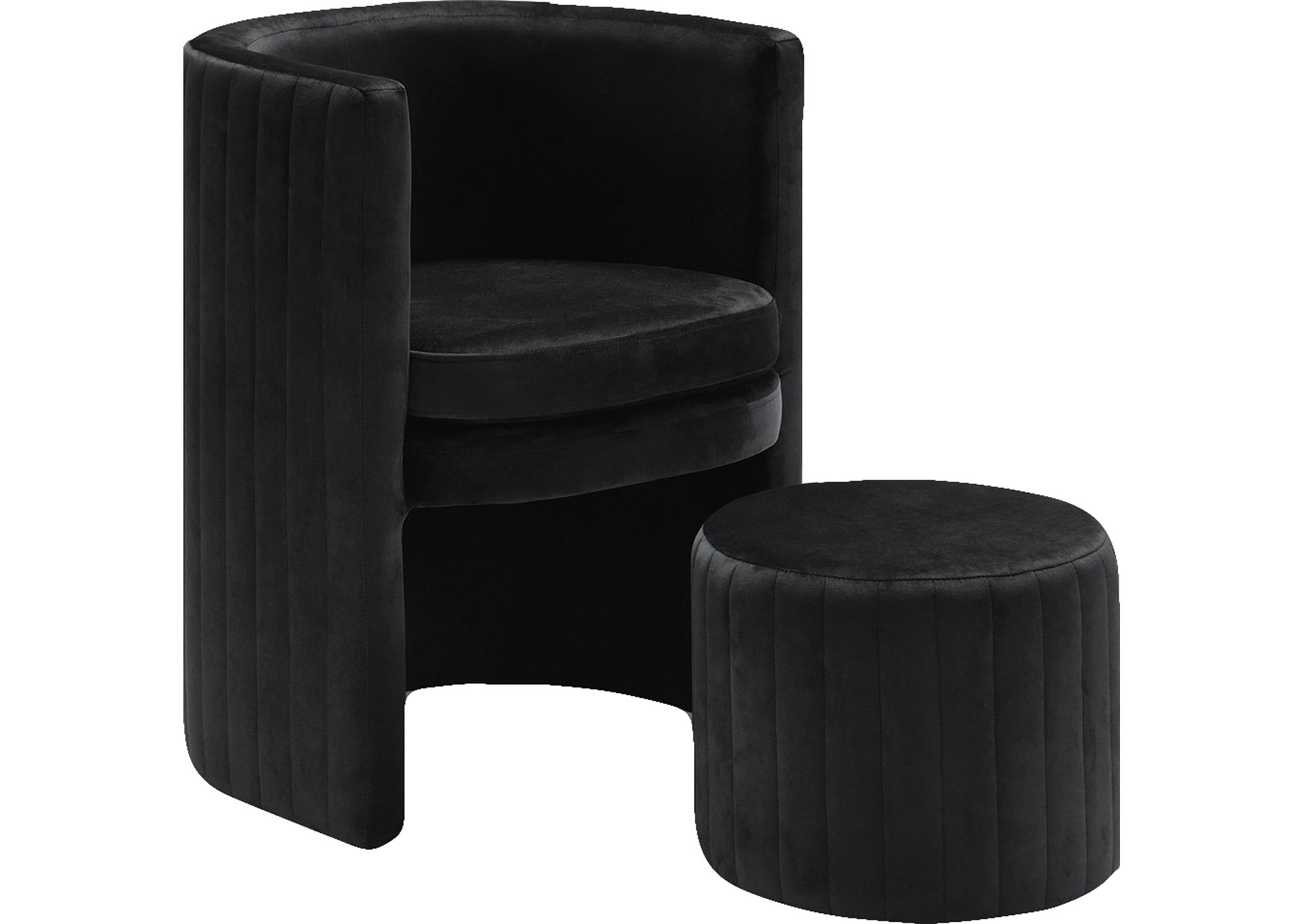 Black chair and ottoman set