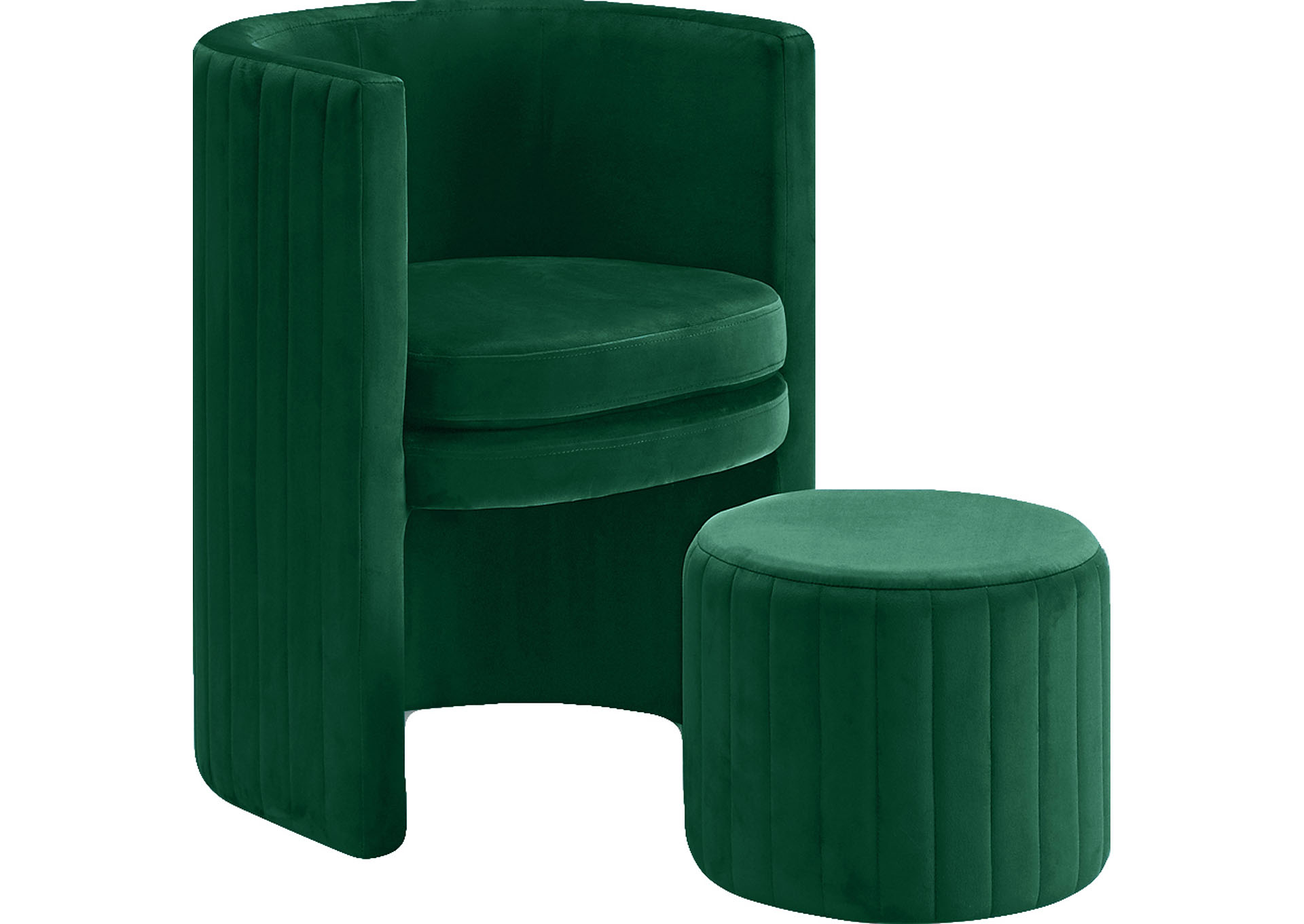 Alara Green Velvet Accent Chair and Ottoman Set Coco Furniture Galleries