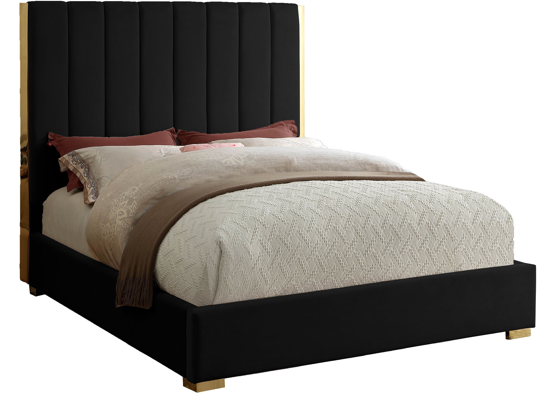 London Black Velvet Queen Bed Coco Furniture Galleries
