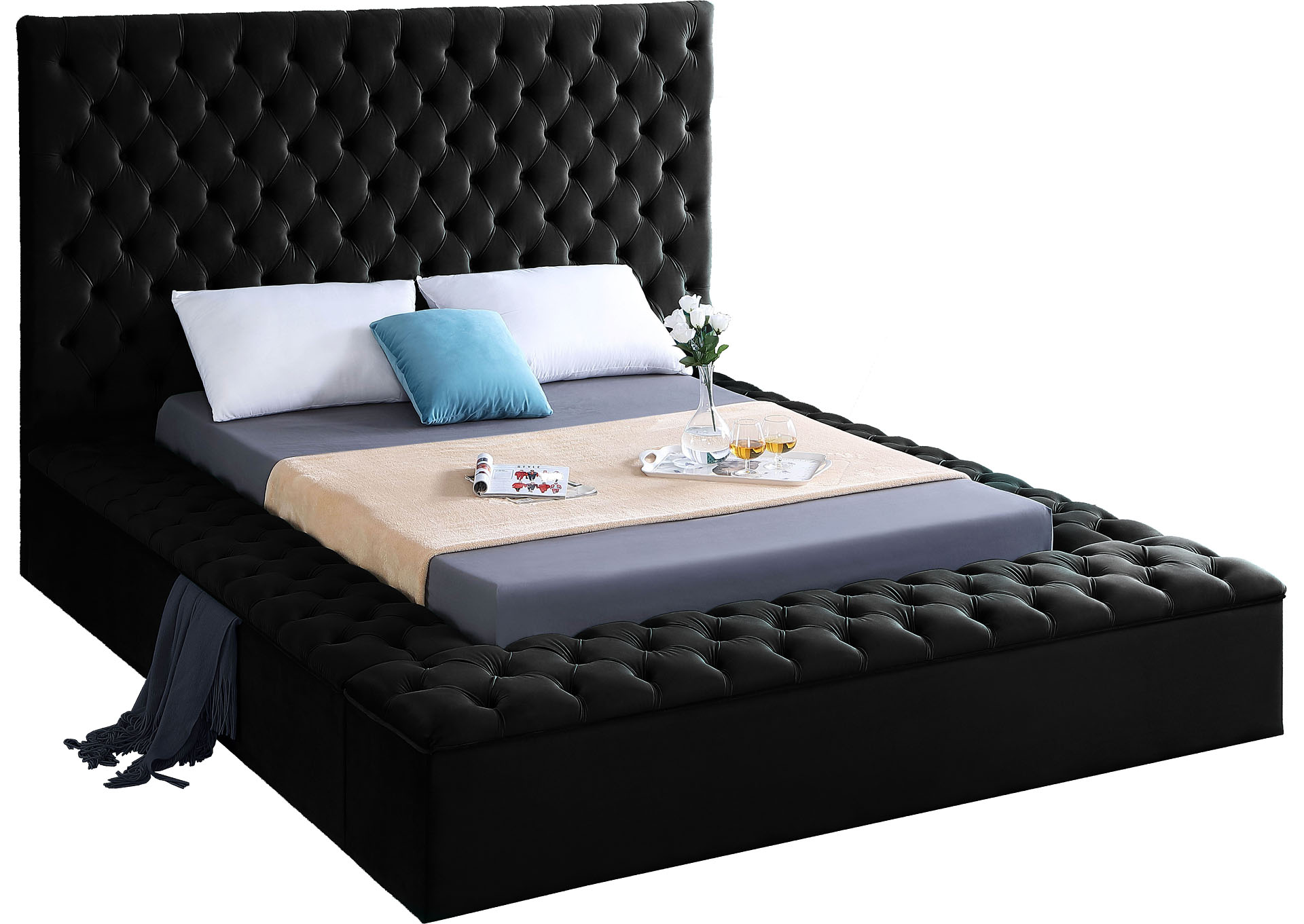 Claire velvet tufted bed discount