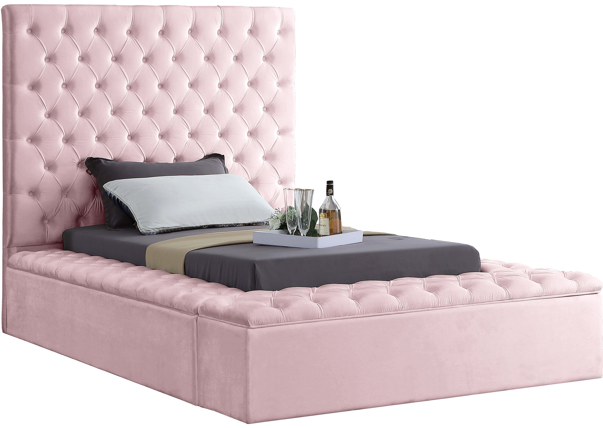 Claire Pink Velvet Twin Bed 3 Boxes Coco Furniture Galleries