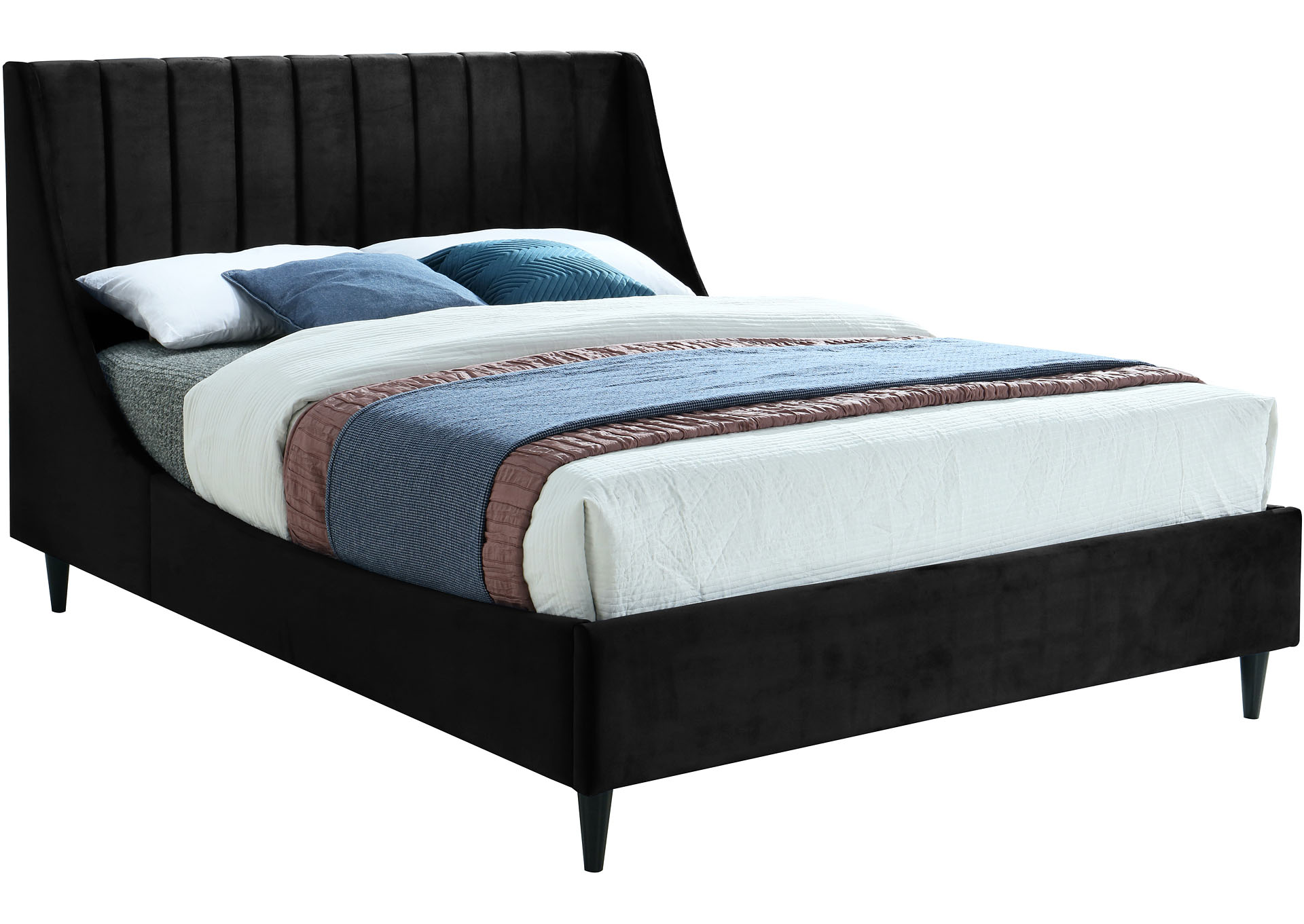 Joleen Black Velvet Queen Bed Coco Furniture Galleries