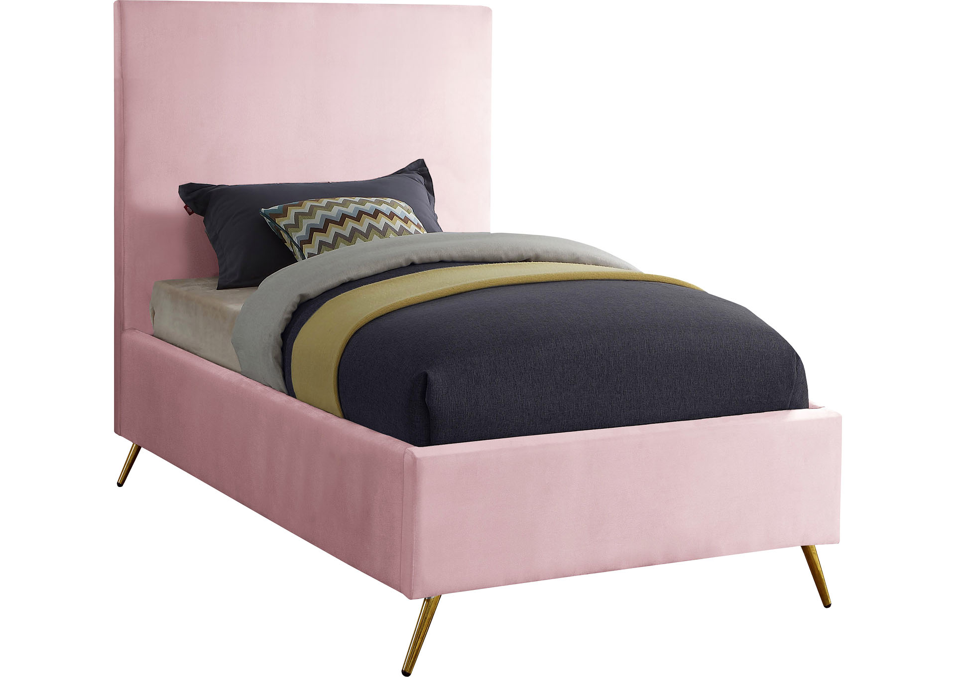 Phoenix Pink Velvet Twin Bed,"Serafina" In-Store