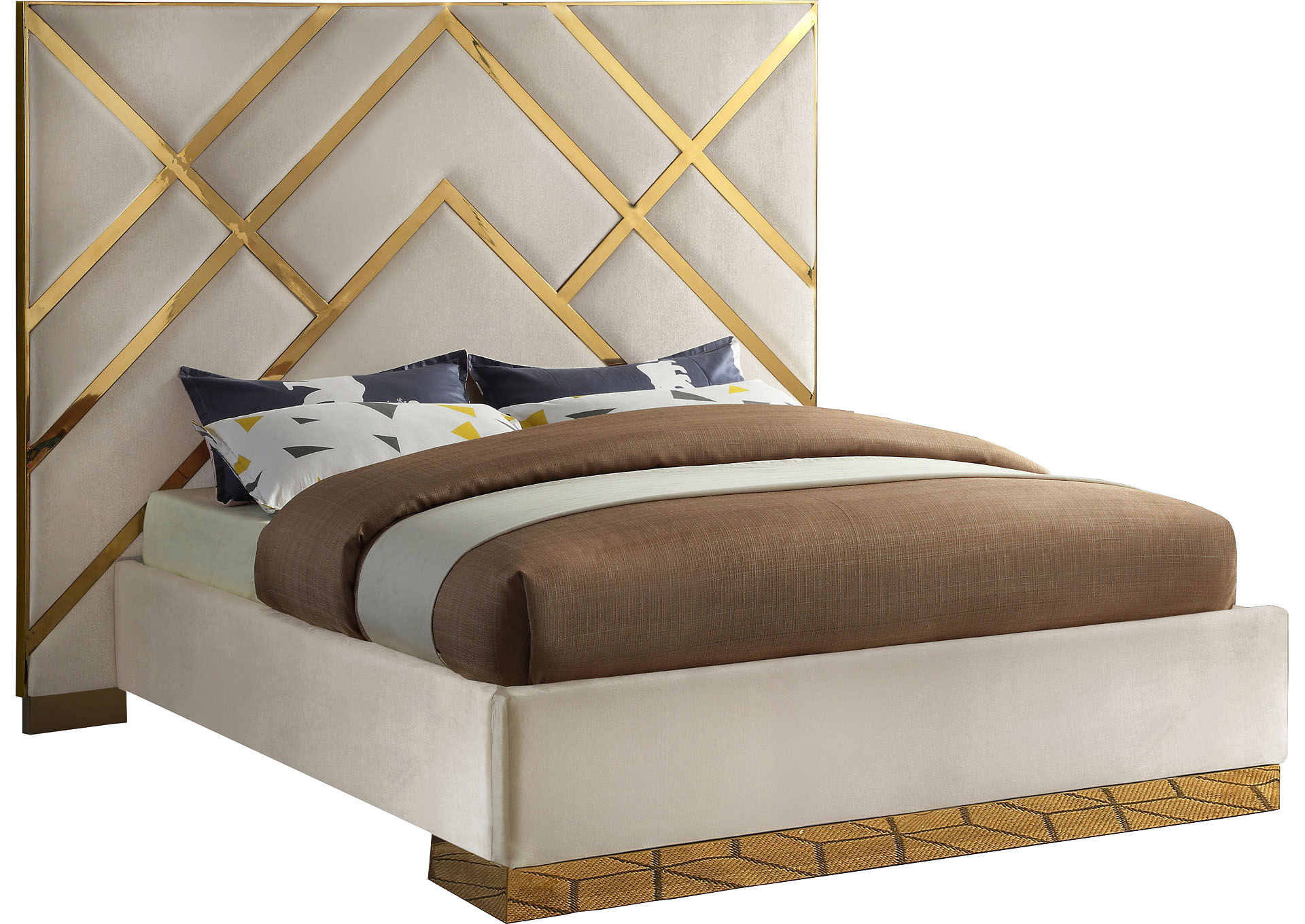 Cream velvet deals queen bed