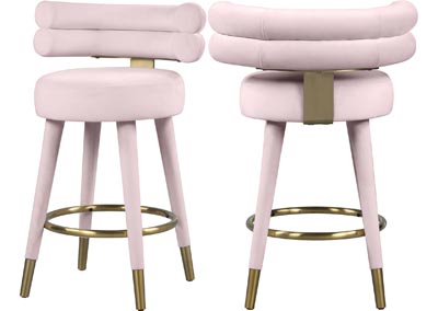 Image for Hazel Pink Velvet Counter Stool