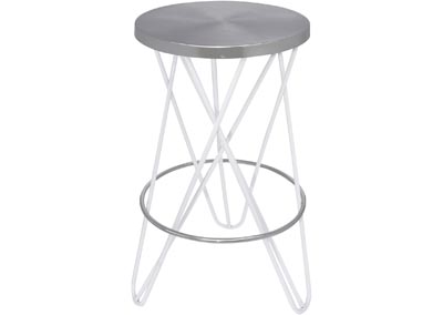 Image for Tyso White / Silver Counter Stool