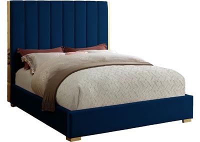 Image for London Navy Velvet Full Bed