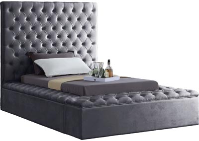 Image for Claire Grey Velvet Twin Bed (3 Boxes)