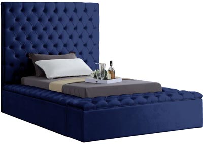 Image for Claire Navy Velvet Twin Bed (3 Boxes)