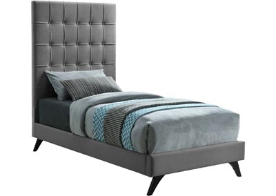 Image for Ghost Grey Velvet Twin Bed