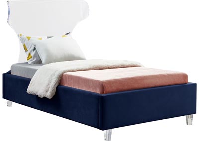 Image for Rae Navy Velvet Twin Bed