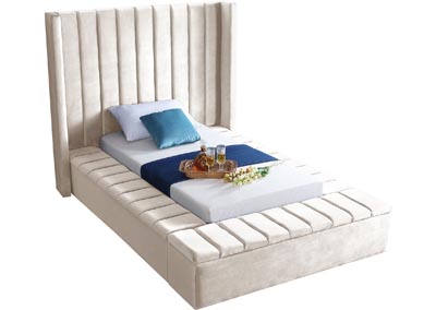 Image for Elyse Cream Velvet Twin Bed (3 Boxes)